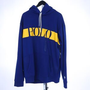Polo Ralph Lauren NWT Blue/Yellow Spellout Hoodie Sweatshirt Fleece Lined, XLT